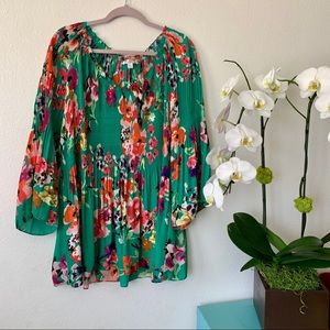 Gorgeous vibrant green floral blouse